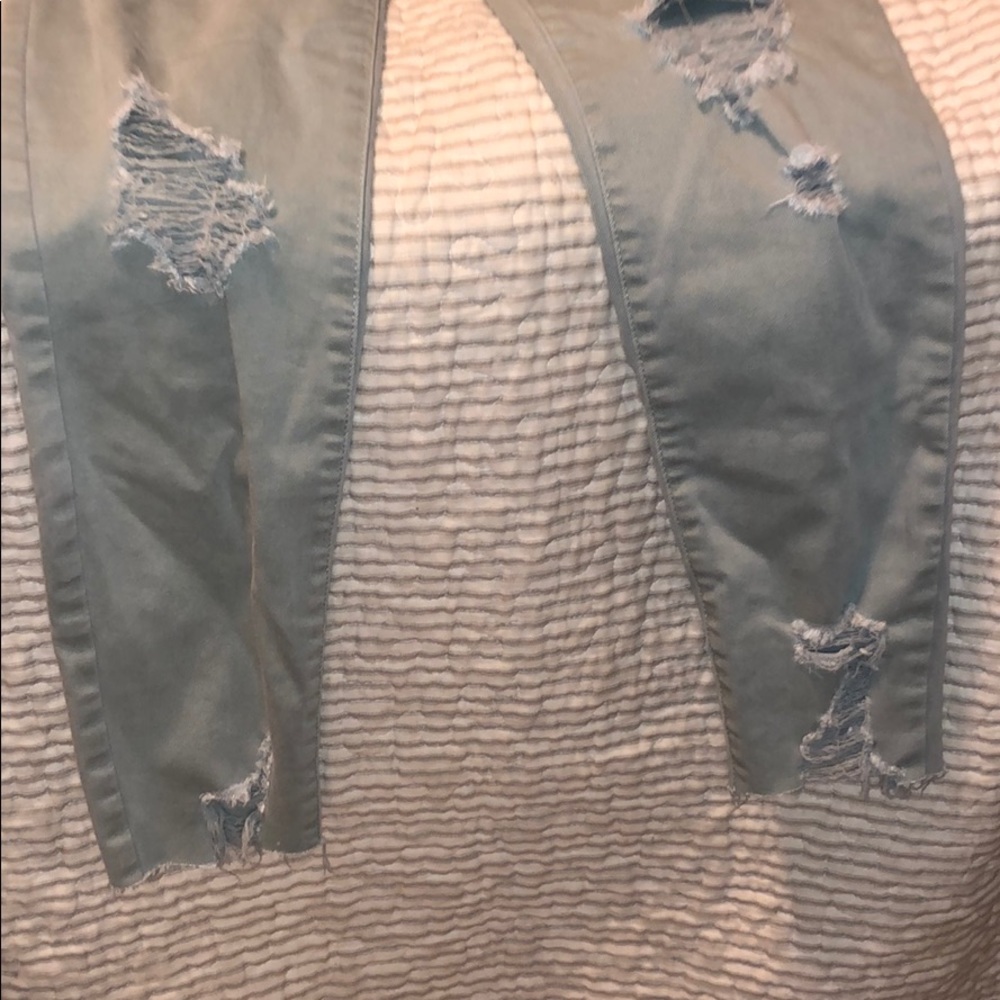 Grey/light Green Ripped AEO Skinny Jeans - Picture 3 of 5